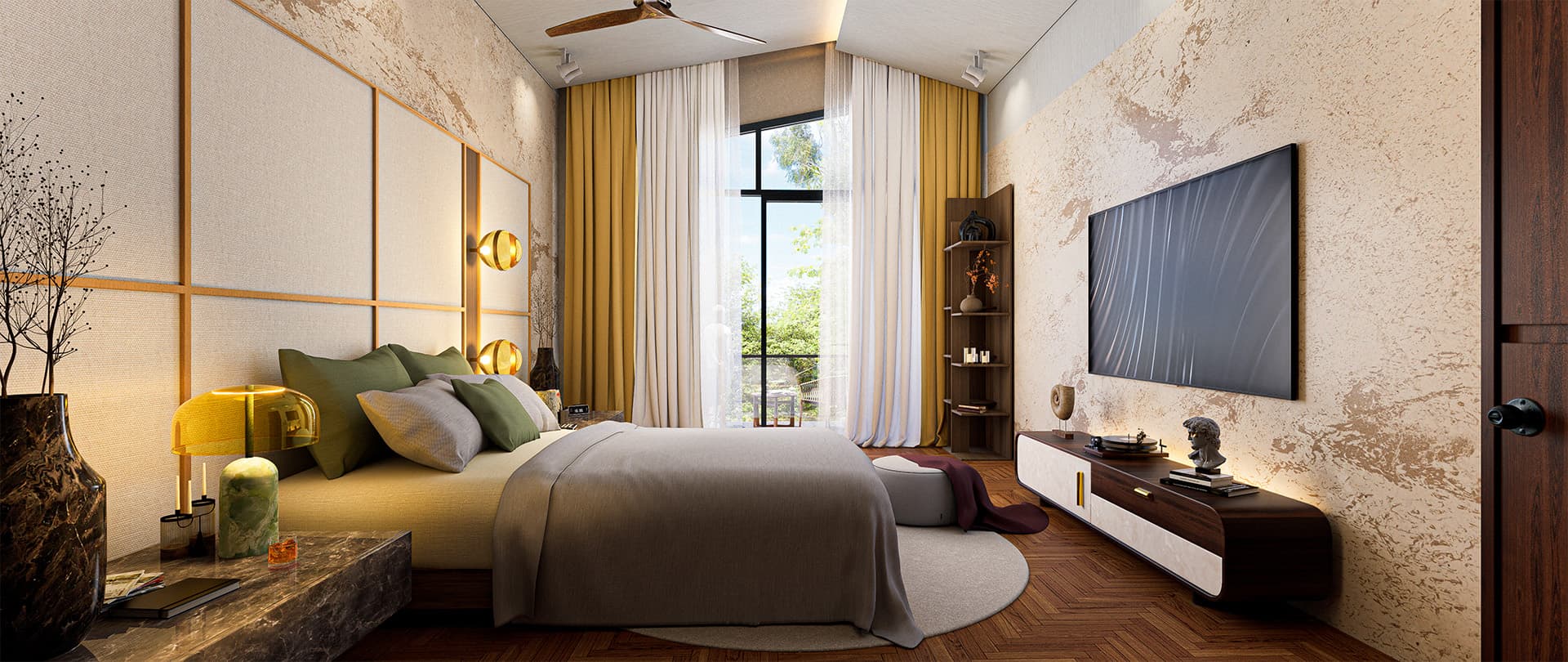 Gold Accent Master Bedroom